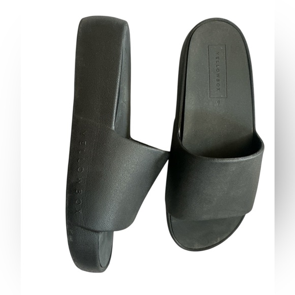 Yellow Box Black Slide Sandals - Picture 3 of 4